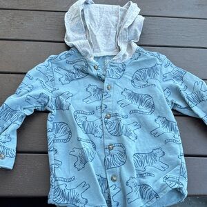 Blue Tiger Print Hoodie Shirt